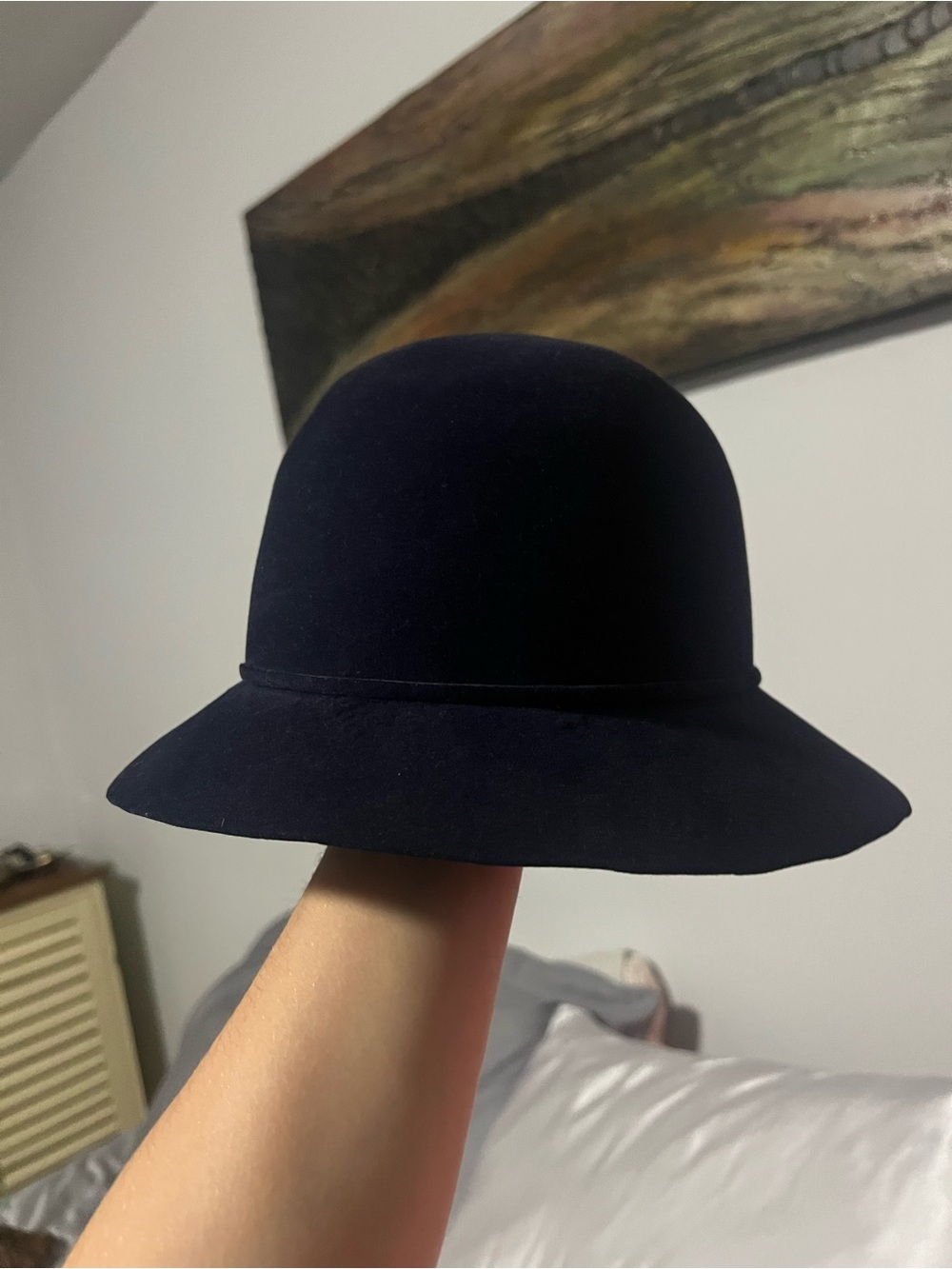 Vintage Women's Black Wool Cloche Hat